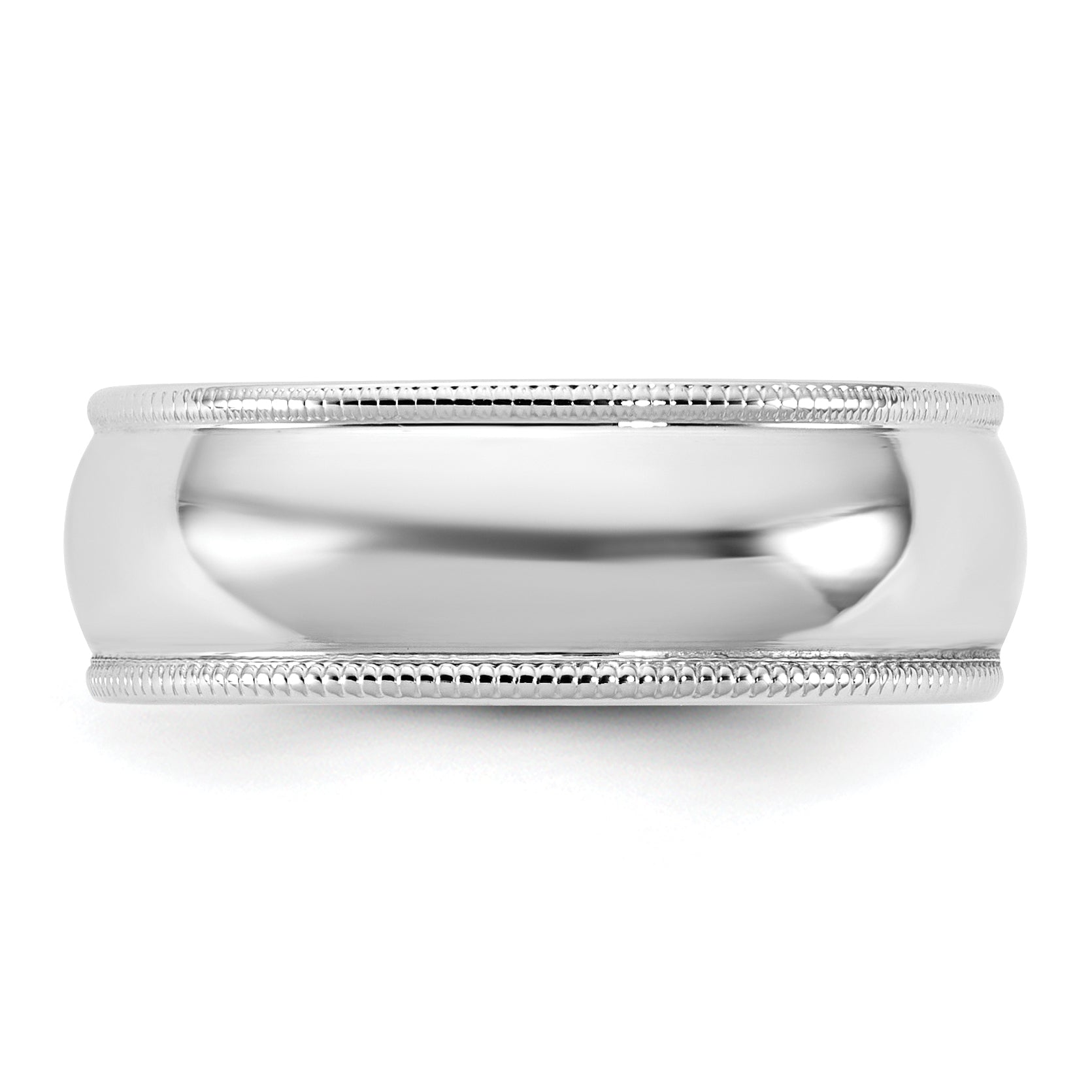 10K White Gold 10Kw 6.5mm Lightweight Milgrain Half Round Band Size 12