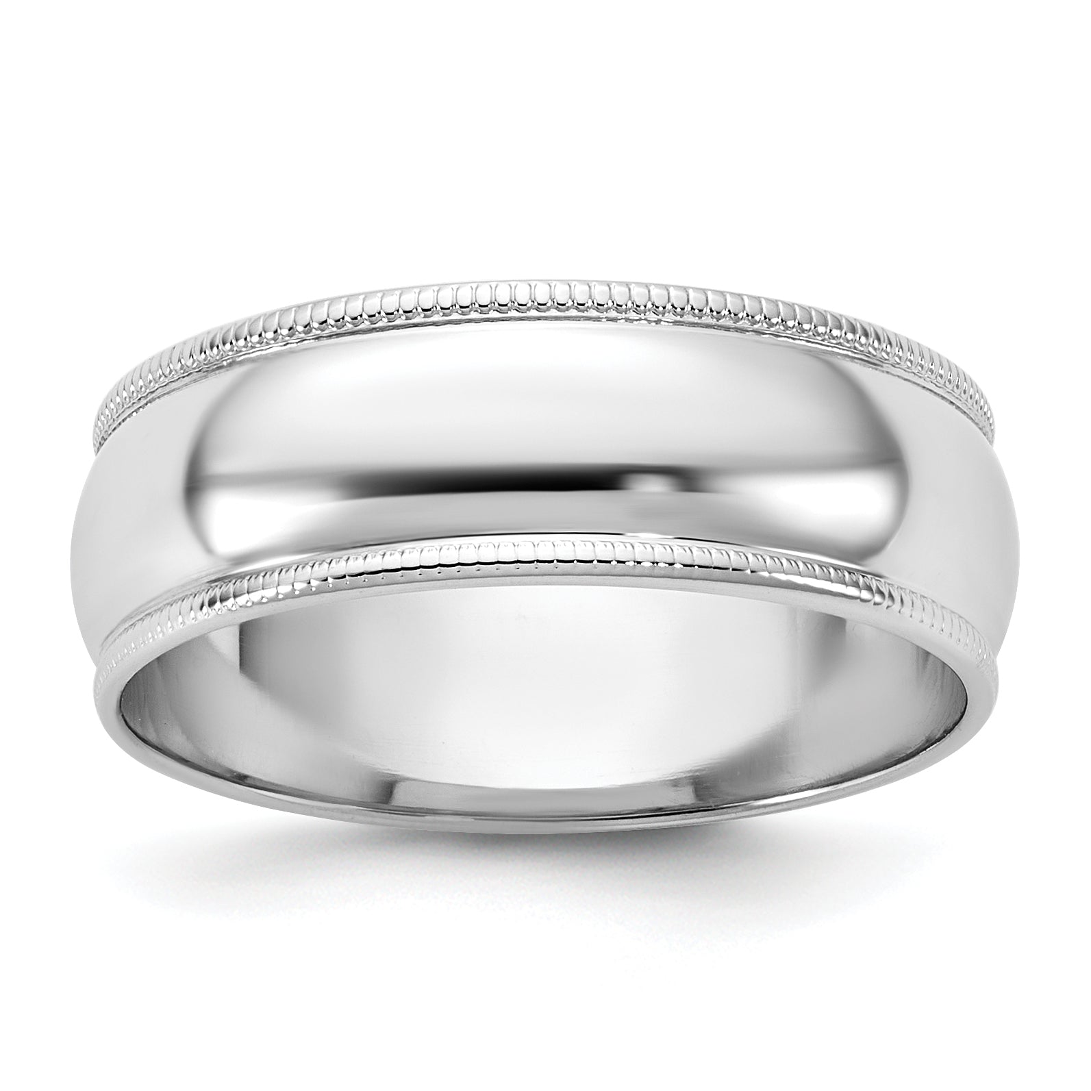 10K White Gold 10Kw 6.5mm Lightweight Milgrain Half Round Band Size 10