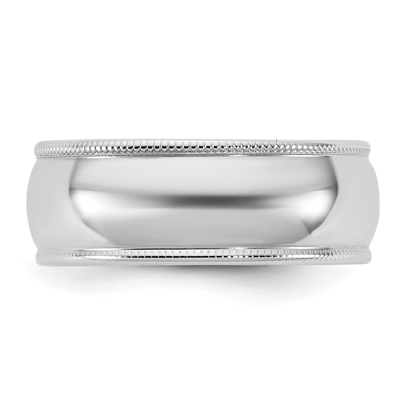10K White Gold 10Kw 7mm Lightweight Milgrain Half Round Band Size 4.5