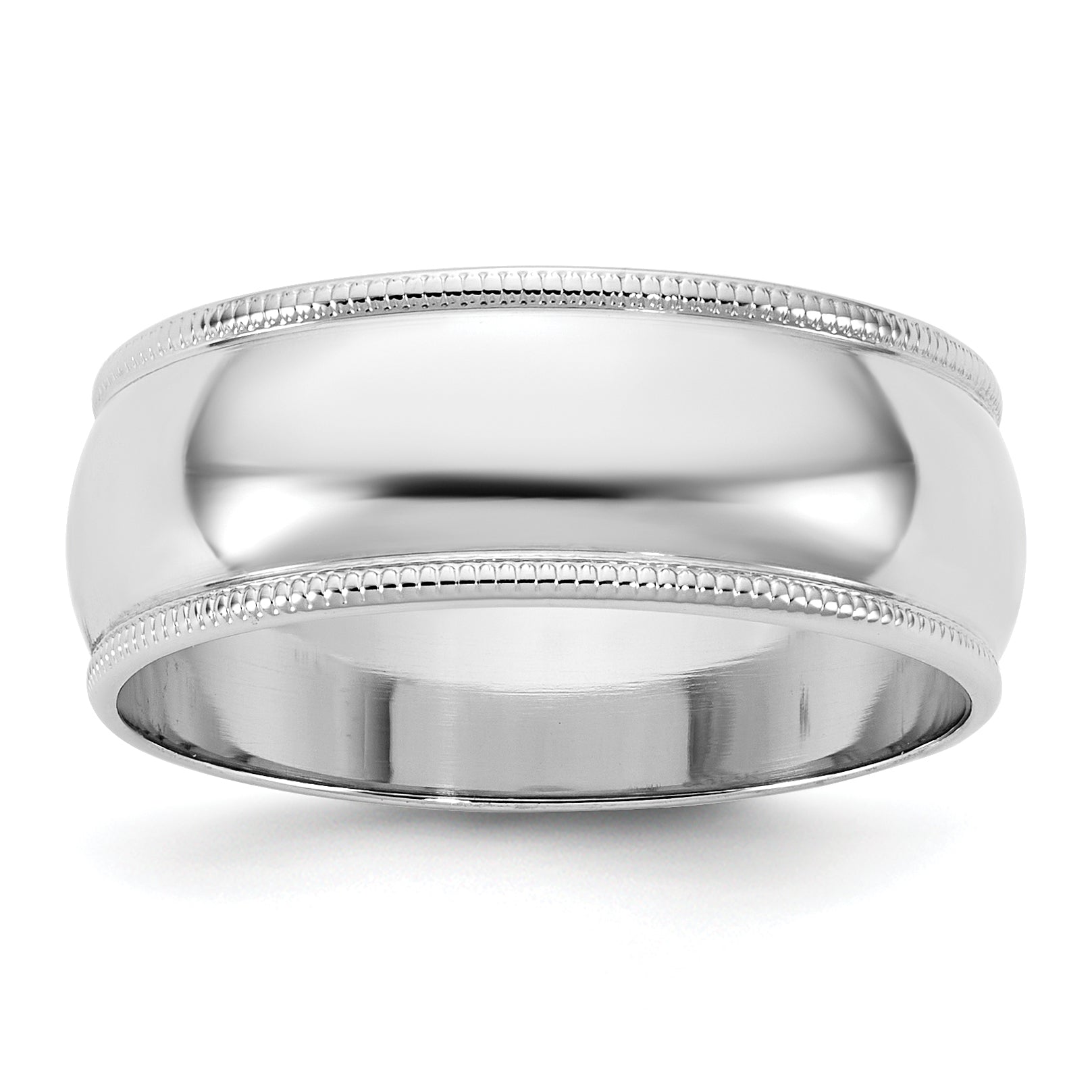 10K White Gold 10Kw 7mm Lightweight Milgrain Half Round Band Size 12