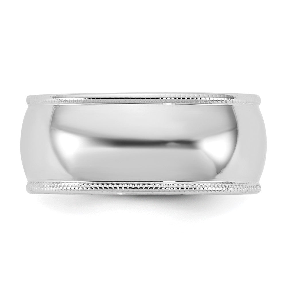 10K White Gold 10Kw 8mm Lightweight Milgrain Half Round Band Size 5