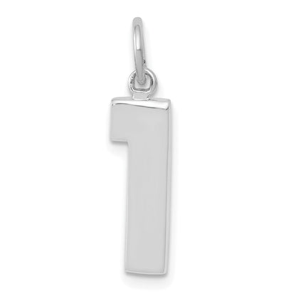 14k White Gold 14kw  Medium Polished Number 1 Charm