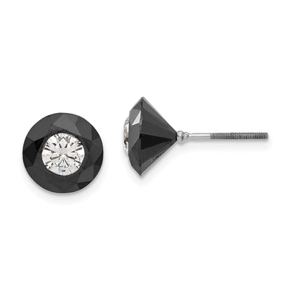 14K White Gold Night 5.50Ct. Black & Aa Diamond Stud Earrings