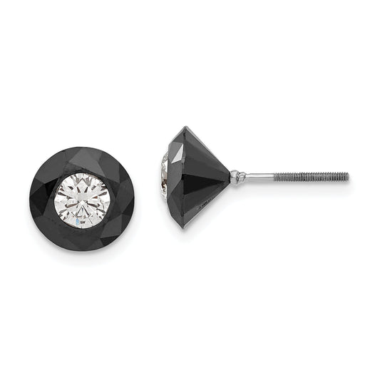 14K White Gold Night 5.50Ct. Black & Aa Diamond Stud Earrings