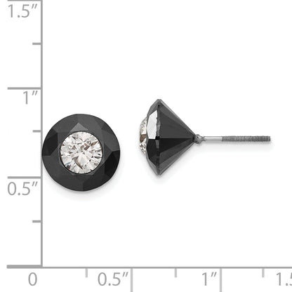 14K White Gold Night 8.50Ct. Black & Aa Diamond Stud Earrings