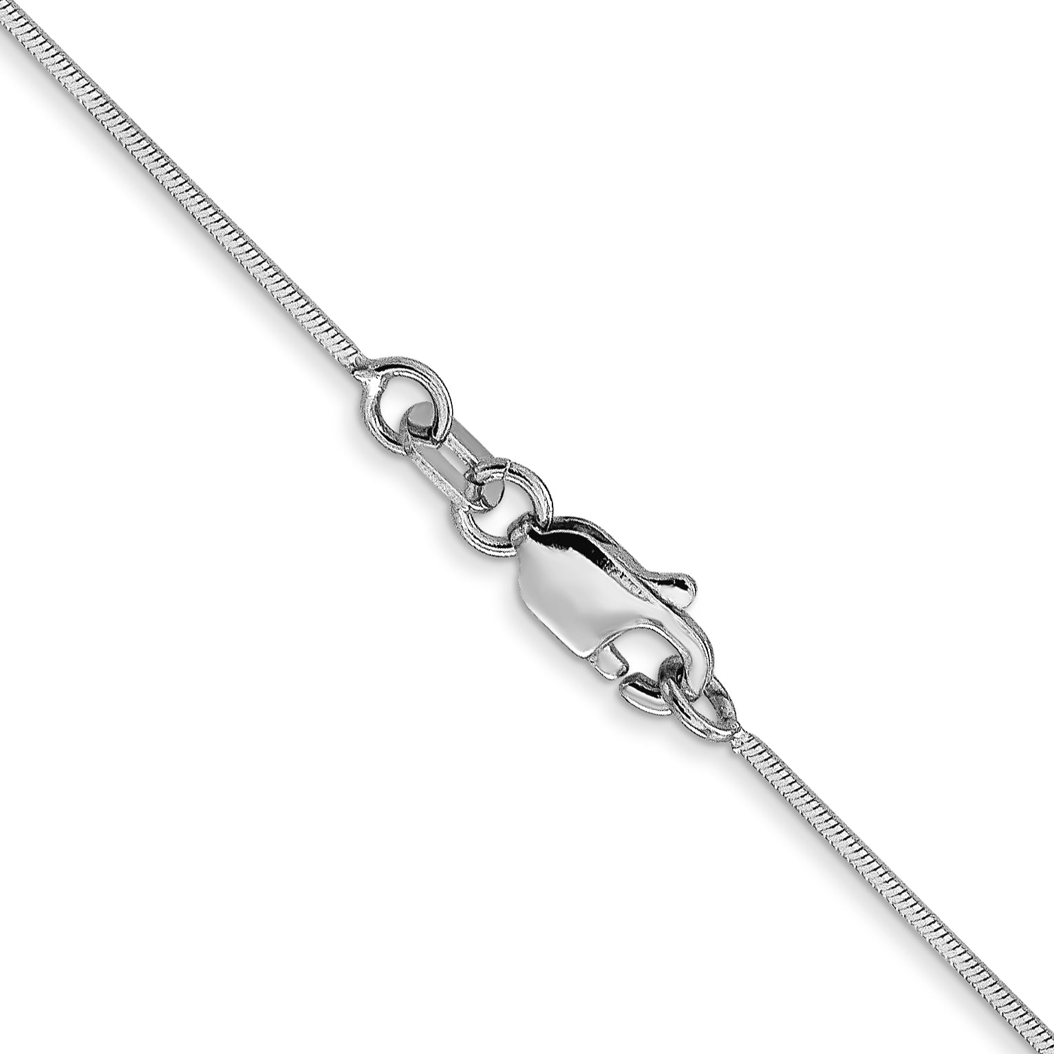 14K White Gold 24 Inch .6mm Octagonal Snake With Lobster Clasp Chain Necklace