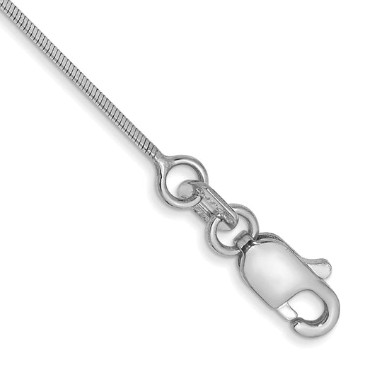 14K White Gold 7 Inch .6mm Octagonal Snake With Lobster Clasp Bracelet