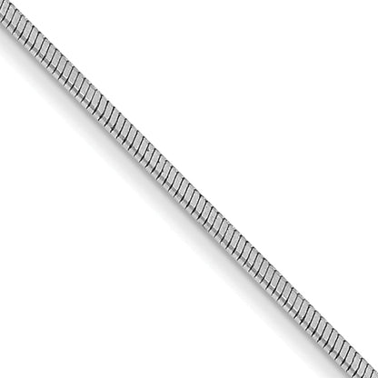 14K White Gold 18 Inch .6mm Octagonal Snake With Lobster Clasp Chain Necklace