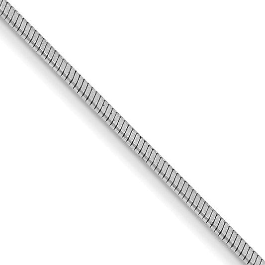 14K White Gold 24 Inch .6mm Octagonal Snake With Lobster Clasp Chain Necklace