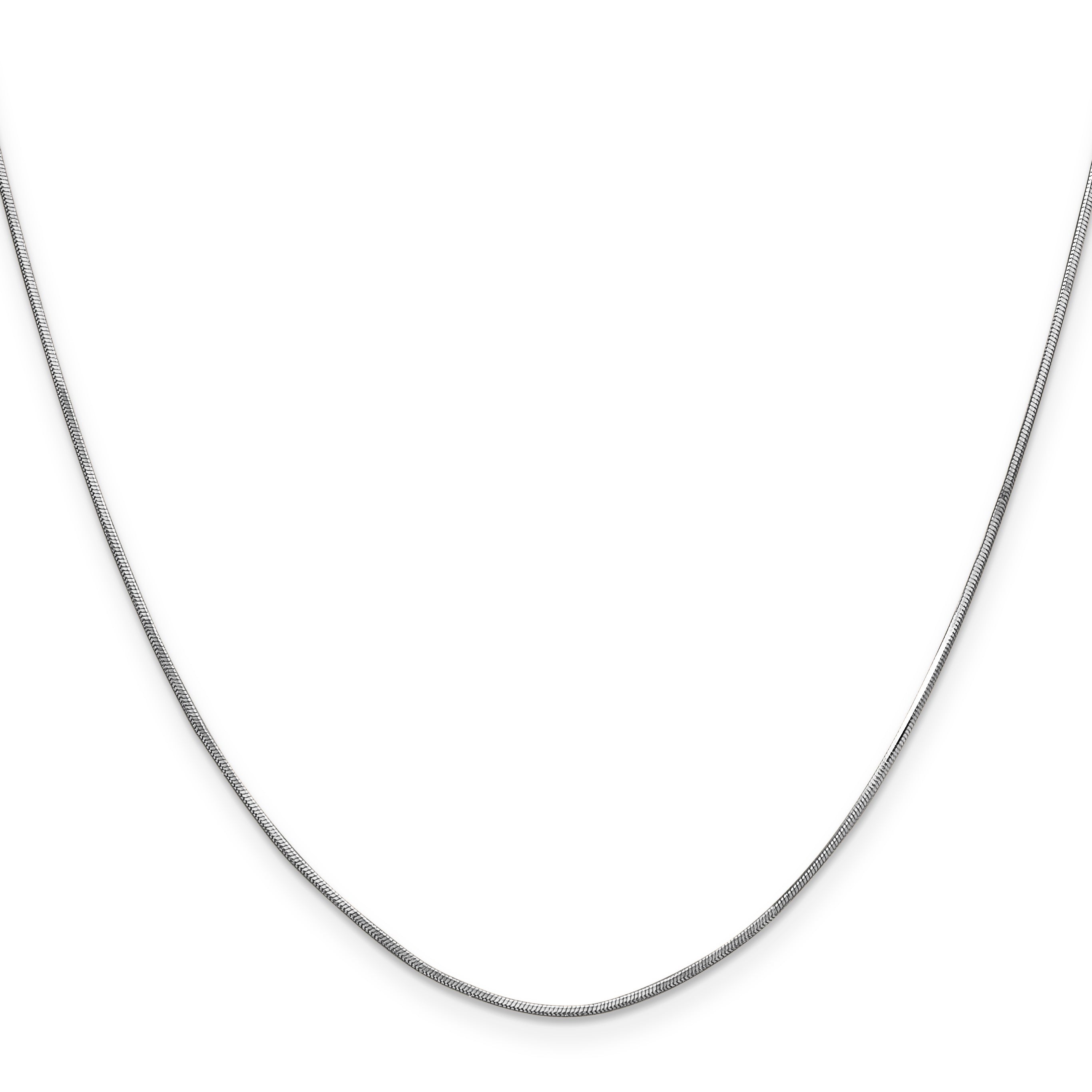 14K White Gold 30 Inch 1mm Octagonal Snake With Lobster Clasp Chain Necklace