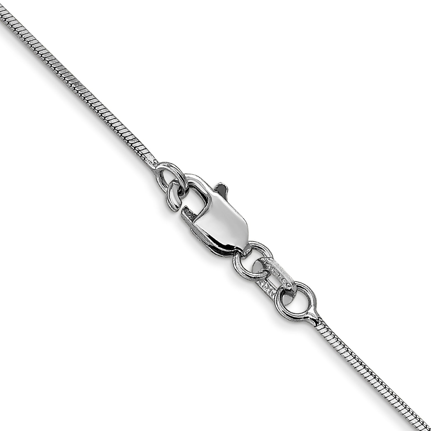 14K White Gold 30 Inch 1mm Octagonal Snake With Lobster Clasp Chain Necklace