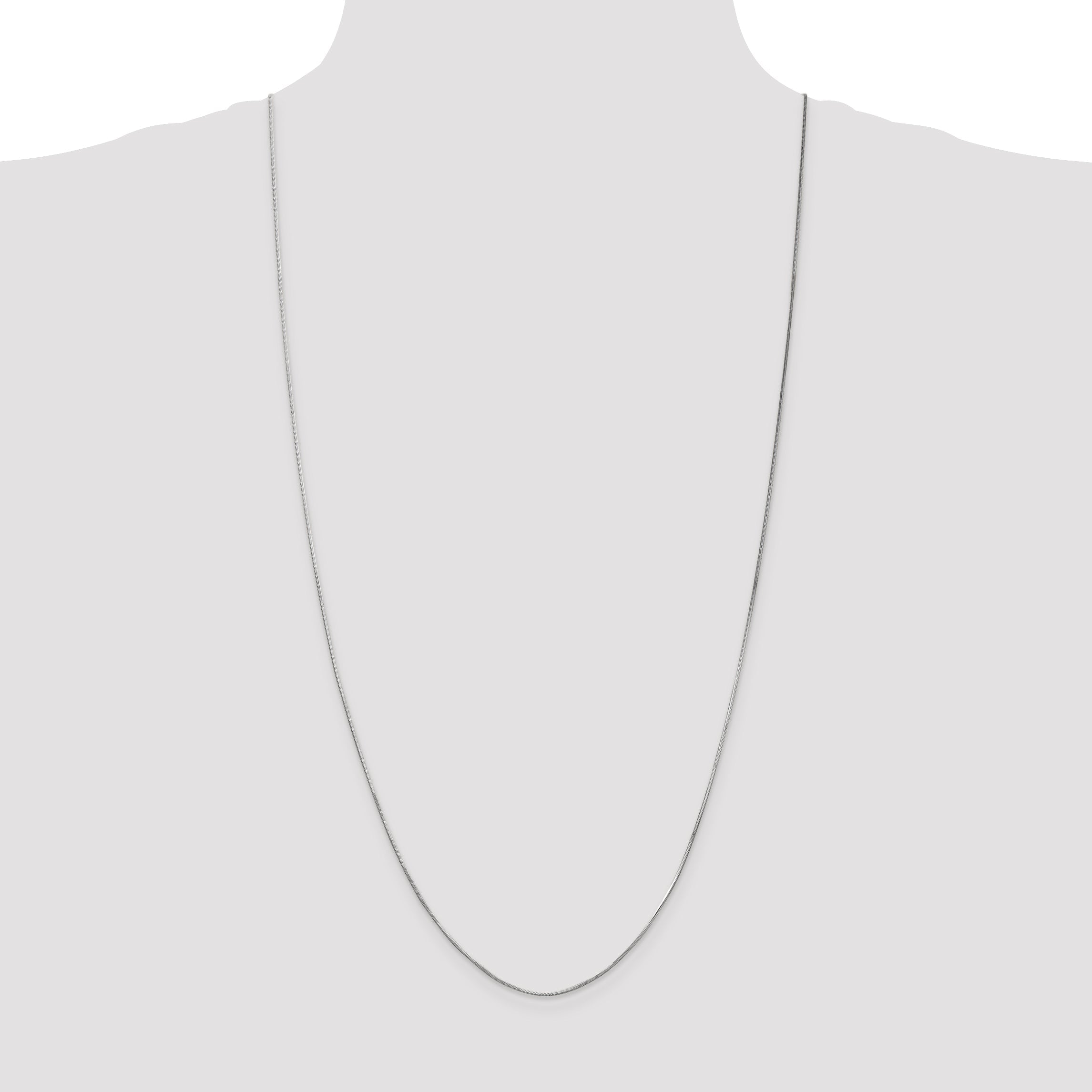 14K White Gold 30 Inch 1mm Octagonal Snake With Lobster Clasp Chain Necklace