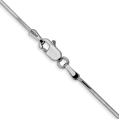 14K White Gold 20 Inch .9mm Octagonal Snake With Lobster Clasp Chain Necklace
