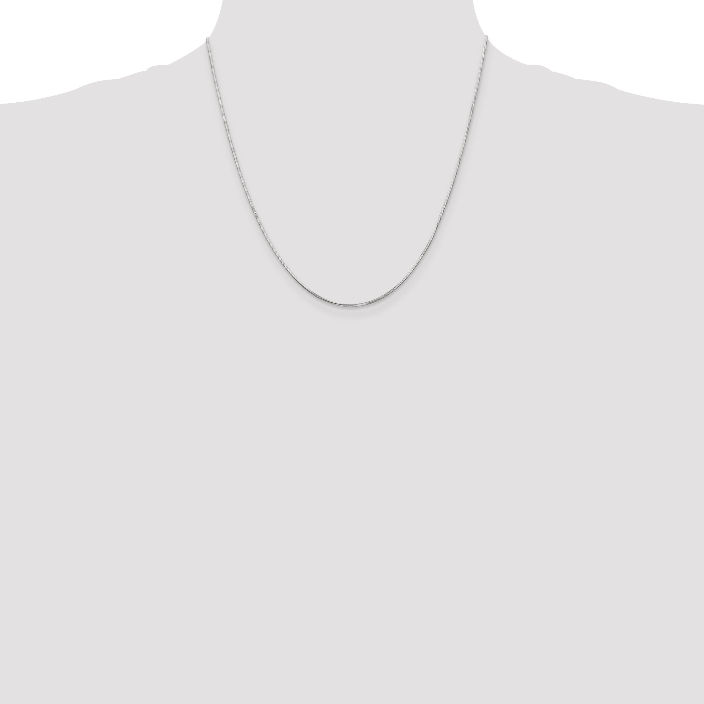 14K White Gold 20 Inch .9mm Octagonal Snake With Lobster Clasp Chain Necklace