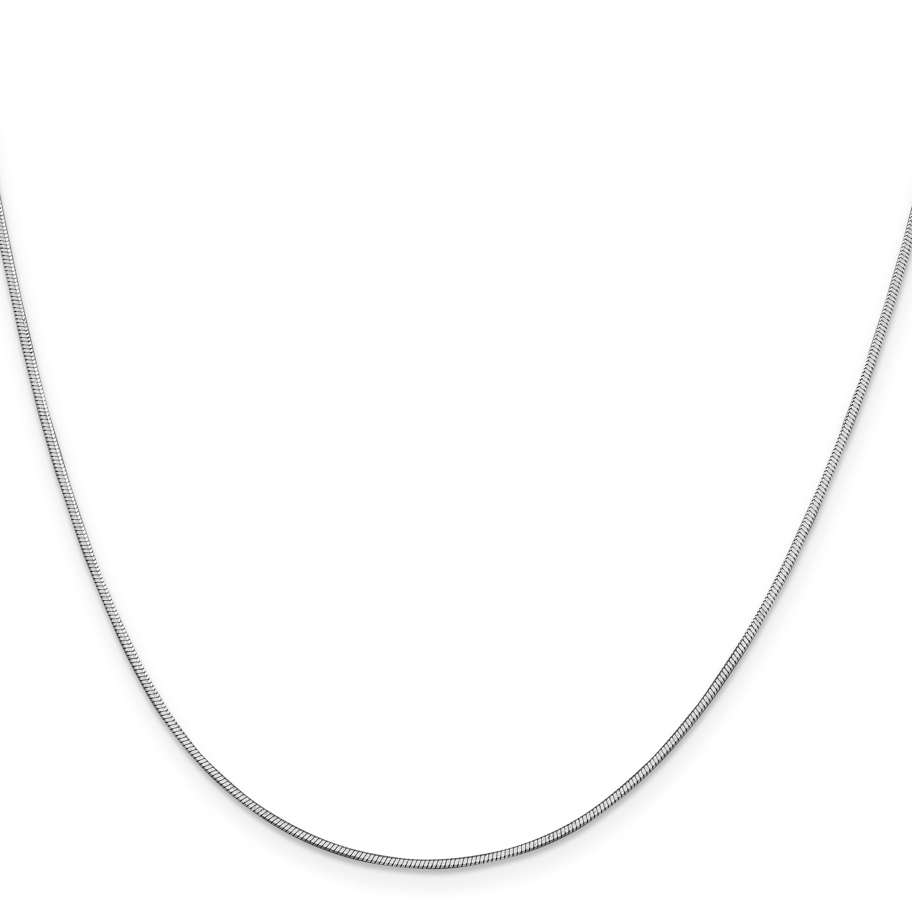 14K White Gold 24 Inch 1mm Octagonal Snake With Lobster Clasp Chain Necklace