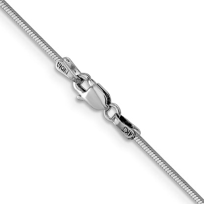 14K White Gold 16 Inch 1mm Octagonal Snake With Lobster Clasp Chain Necklace