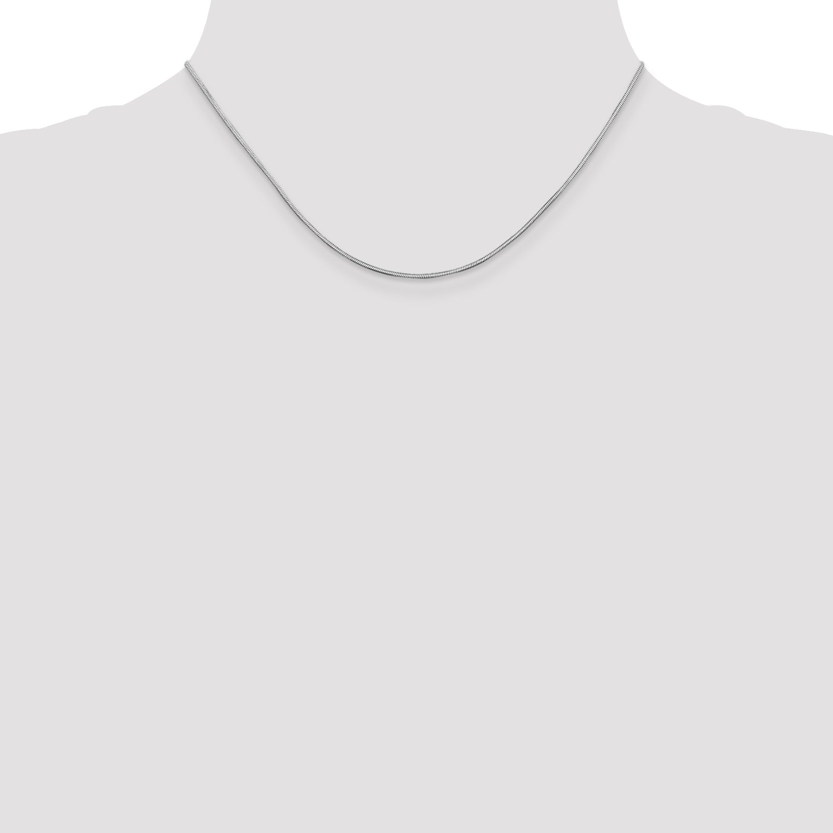 14K White Gold 16 Inch 1mm Octagonal Snake With Lobster Clasp Chain Necklace