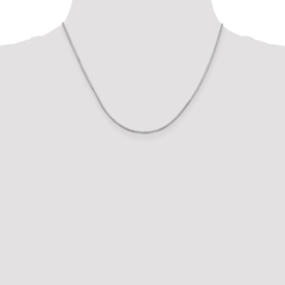 14K White Gold 18 Inch 1mm Octagonal Snake With Lobster Clasp Chain Necklace
