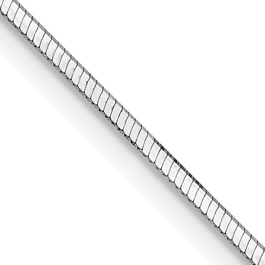 14K White Gold 16 Inch 1mm Octagonal Snake With Lobster Clasp Chain Necklace