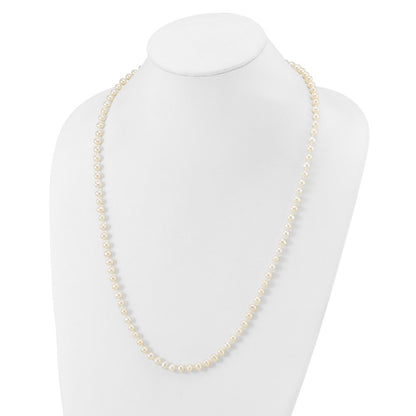 14K Yellow Gold 5 6mm White Near Round Freshwater Cultured Pearl 24 Inch Necklace