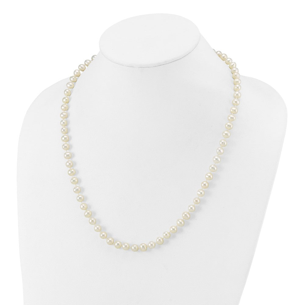 14K Yellow Gold 6 7mm White Near Round Freshwater Cultured Pearl 20 Inch Necklace