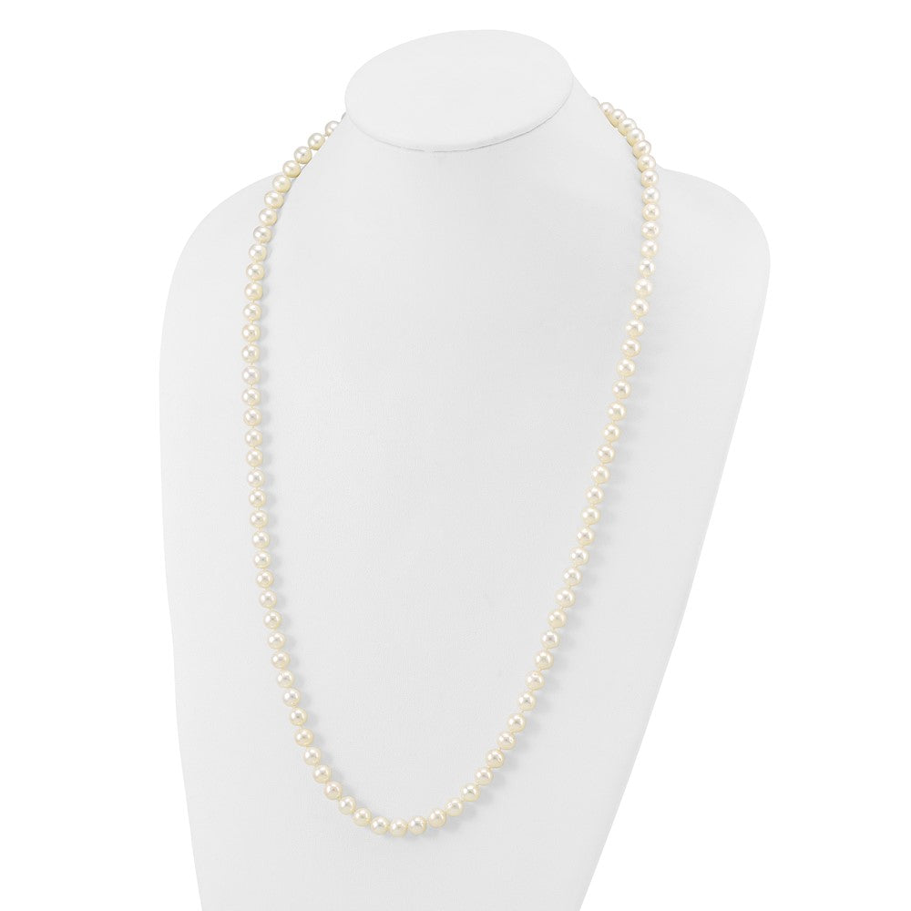 14K Yellow Gold 7 8 mm White Near Round Freshwater Cultured Pearl 28 Inch Necklace