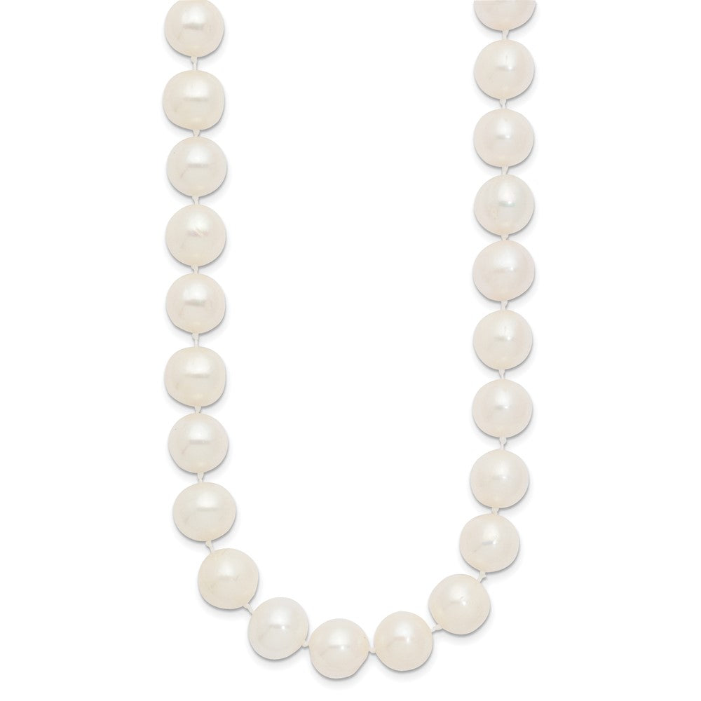 14K Yellow Gold 10 11mm White Near Round Freshwater Cultured Pearl 16 Inch Necklace