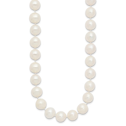 14K Yellow Gold 10 11mm White Near Round Freshwater Cultured Pearl 16 Inch Necklace