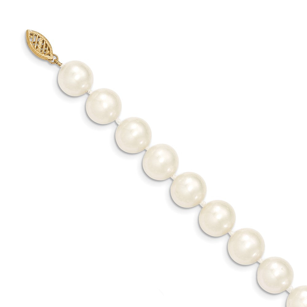 14K Yellow Gold 10 11mm White Near Round Freshwater Cultured Pearl 16 Inch Necklace