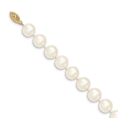 14K Yellow Gold 10 11mm White Near Round Freshwater Cultured Pearl 24 Inch Necklace