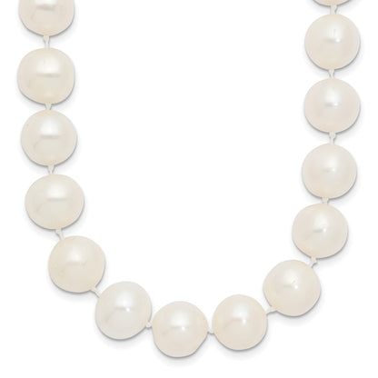 14K Yellow Gold 10 11mm White Near Round Freshwater Cultured Pearl 24 Inch Necklace