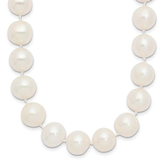 14K Yellow Gold 10 11mm White Near Round Freshwater Cultured Pearl 24 Inch Necklace