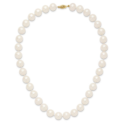 14K Yellow Gold 11 12mm White Near Round Freshwater Cultured Pearl 28 Inch Necklace