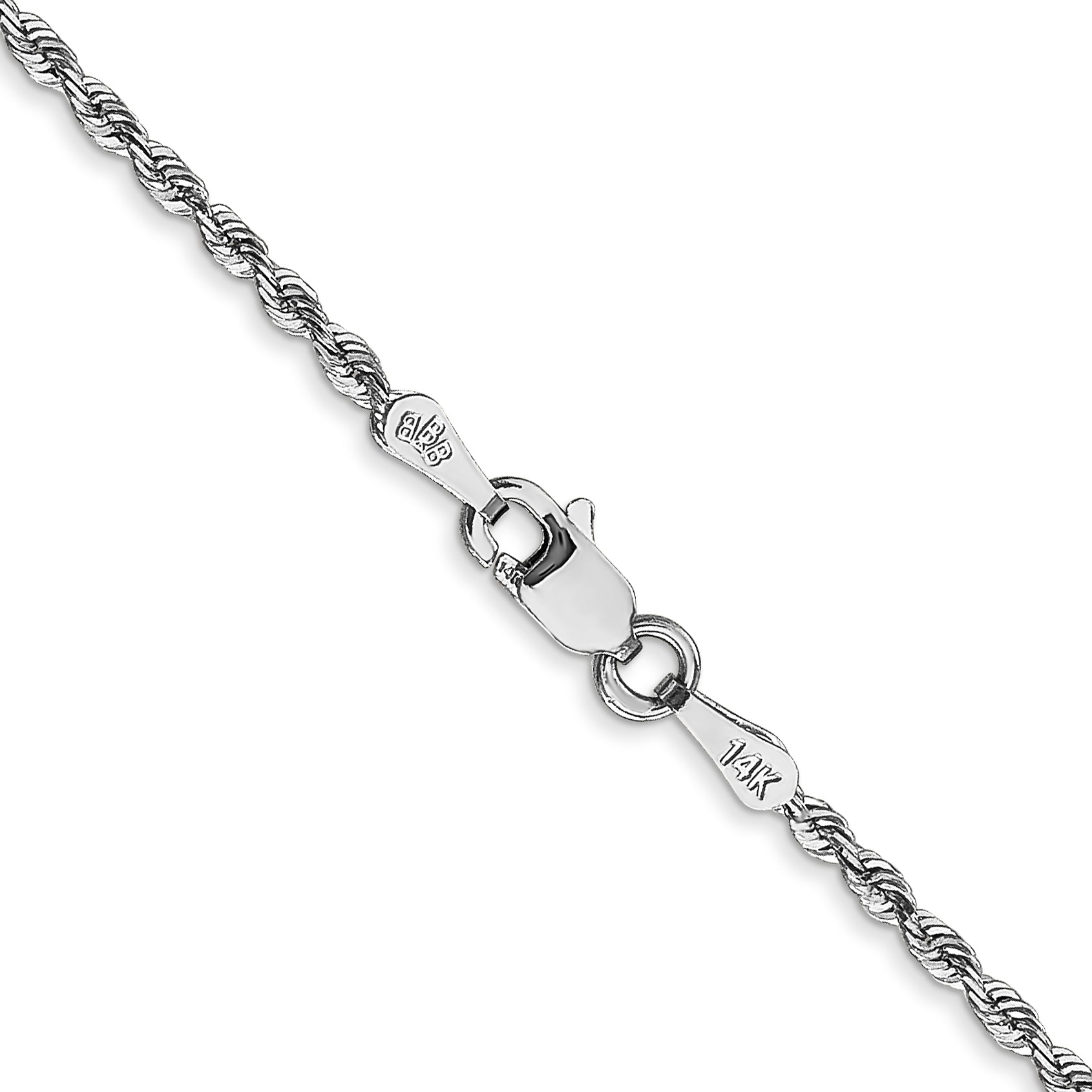 14K White Gold 30 Inch 1.85mm Diamond Cut Quadruple Rope Lobster Clasp Chain Necklace