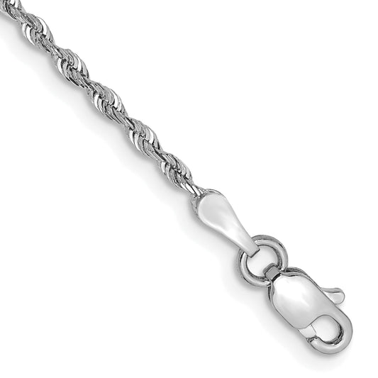 14K White Gold 7 Inch 1.85mm Diamond Cut Quadruple Rope Lobster Clasp Chain Bracelet