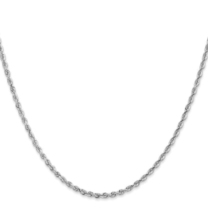 14K White Gold 20 Inch 2.25mm Diamond Cut Quadruple Rope Lobster Clasp Chain Necklace