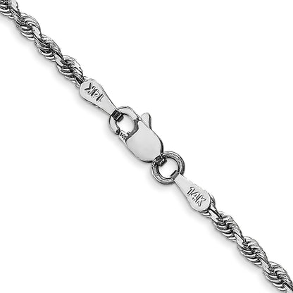 14K White Gold 18 Inch 2.25mm Diamond Cut Quadruple Rope Lobster Clasp Chain Necklace