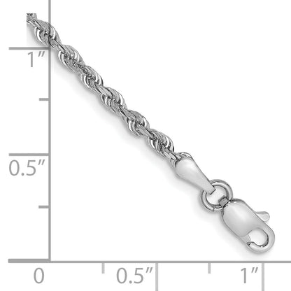 14K White Gold 7 Inch 2.25mm Diamond Cut Quadruple Rope Lobster Clasp Chain Bracelet