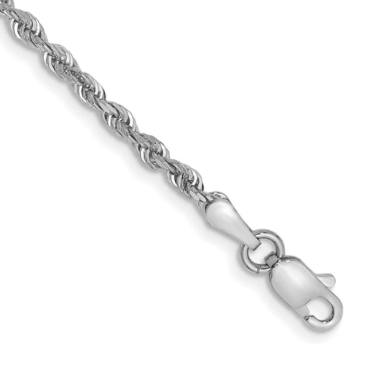 14K White Gold 7 Inch 2.25mm Diamond Cut Quadruple Rope Lobster Clasp Chain Bracelet
