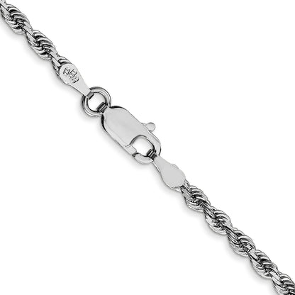 14K White Gold 18 Inch 2.75mm Diamond Cut Quadruple Rope Lobster Clasp Chain Necklace