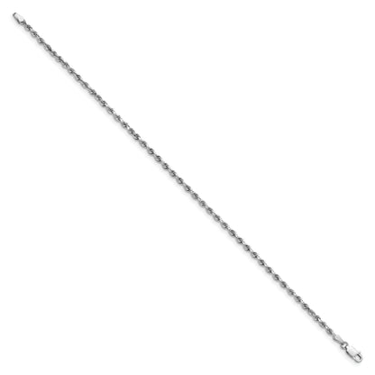 14K White Gold 7 Inch 2.75mm Diamond Cut Quadruple Rope Lobster Clasp Chain Bracelet