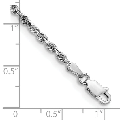 14K White Gold 7 Inch 2.75mm Diamond Cut Quadruple Rope Lobster Clasp Chain Bracelet