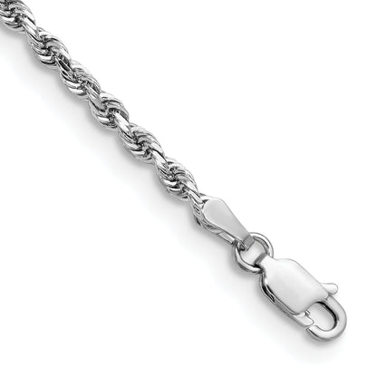 14K White Gold 7 Inch 2.75mm Diamond Cut Quadruple Rope Lobster Clasp Chain Bracelet