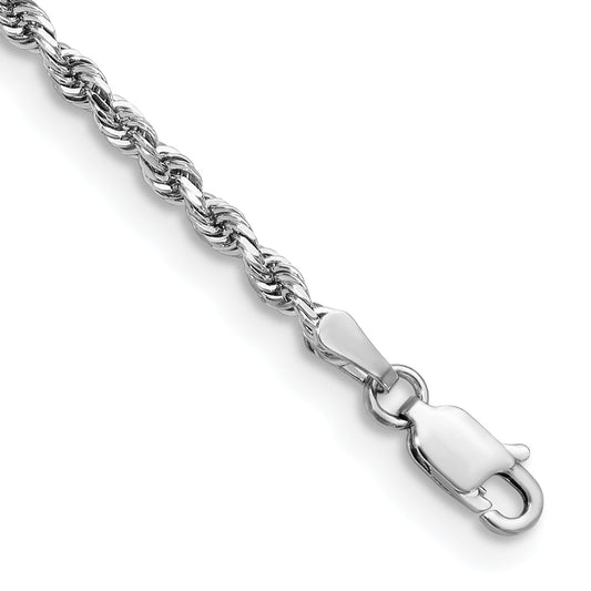 14K White Gold 7 Inch 2.75mm Diamond Cut Quadruple Rope Lobster Clasp Chain Bracelet