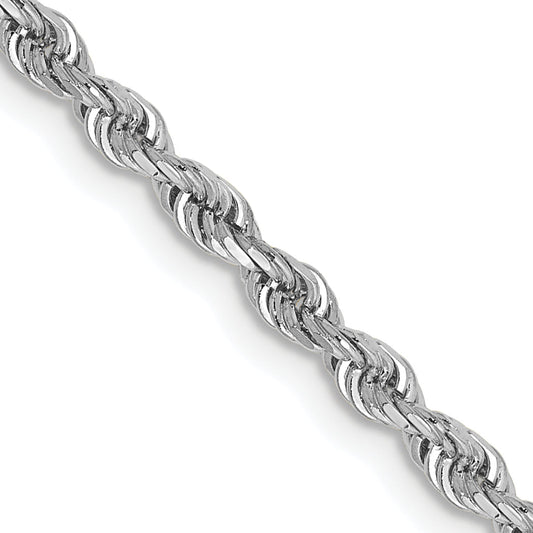 14K White Gold 22 Inch 2.75mm Diamond Cut Quadruple Rope Lobster Clasp Chain Necklace