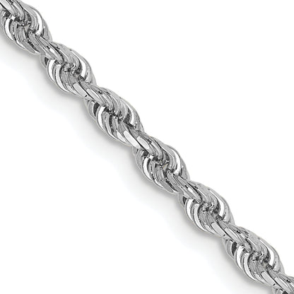 14K White Gold 24 Inch 2.75mm Diamond Cut Quadruple Rope Lobster Clasp Chain Necklace