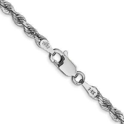 14K White Gold 30 Inch 3mm Diamond Cut Quadruple Rope Lobster Clasp Chain Necklace