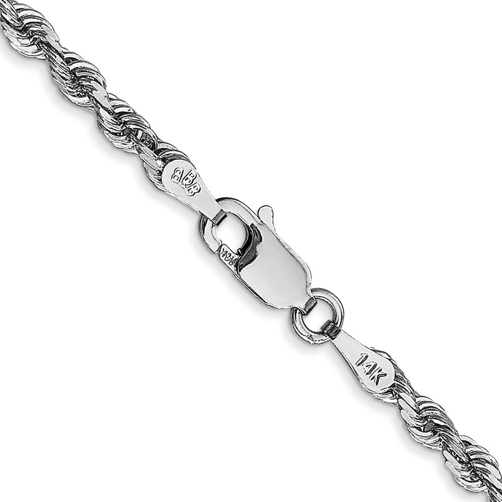 14K White Gold 22 Inch 3mm Diamond Cut Quadruple Rope Lobster Clasp Chain Necklace