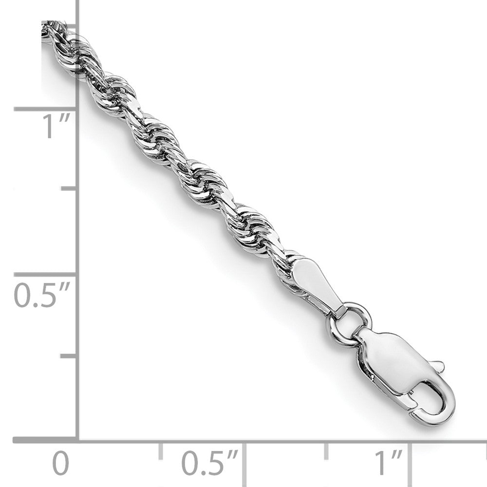 14K White Gold 7 Inch 3mm Diamond Cut Quadruple Rope Lobster Clasp Chain Bracelet