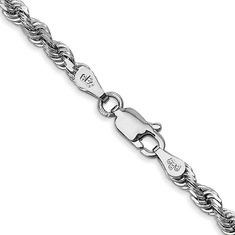 14K White Gold 20 Inch 3.35mm Diamond Cut Quadruple Rope Lobster Clasp Chain Necklace